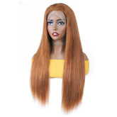 Ronashow Medium Auburn Color 30  Straight 13*4 Lace Frontal Wig
